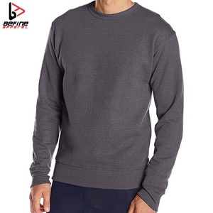 Custom Logo 2024 Regular Fit Men's Casual Pullover Sweatshirt Puff Printed <b>Thick</b> <b>Fleece</b> Top Long Sleeve Solid 100% Cotton Spring - Product Image 2
