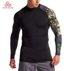 Vente en gros de chemises de gymnastique à manches longues et compression, chemises BJJ Rash Guard entièrement sublimées, chemises MMA Rash Guard pour hommes - Product Image 1