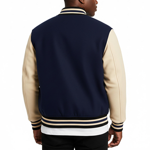 Hot Sell <b>Long</b> Canvas Custom Embroidery Baseball Bomber Varsity Winter <b>Jacket</b> with Front Applique <b>Waterproof</b> - Product Image 3