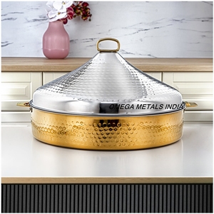 Casserole arabe en métal fabriqué à la main et plat de marmite pour la vaisselle Casserole élégante de gardien de nourriture pour le Moyen-Orient - Product Image 2