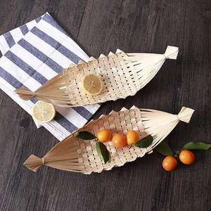 Handwoven Bamboo Boat Shaped Food <b>Basket</b> Natural Serving Tray - Product Image 4