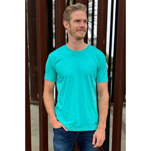 T-shirts à col rond pour hommes, unis, doux, en mélange de trois fibres, basiques, 60% coton, 40% polyester, impression de logo, respirant, coupe classique, t-shirt - Product Image 6