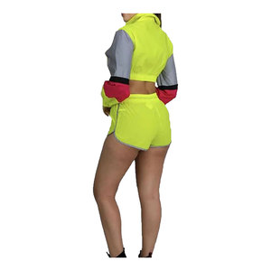 Conjunto de 2 Piezas para Mujer, Cortavientos, Top Corto con Cremallera, Pantalones Cortos de Algodón, Chaqueta Holgada, Talla Grande, Transpirable, de Secado Rápido - Product Image 4
