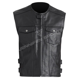 Chaleco clásico de cuero genuino para motociclistas diseñado para quienes buscan un chaleco resistente, duradero y elegante para viajes cortos y largos. - Product Image 1