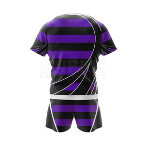 Ensembles d'uniformes de rugby unisexes respirants 100 % polyester à manches courtes, couleurs et logo personnalisables, tissu de haute qualité 360g, fabrication sportive - Product Image 5