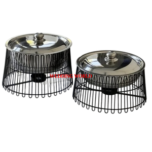 Serveur de nourriture en acier inoxydable Casserole artisanale au design traditionnel Pot en métal arabe de luxe poli miroir - Product Image 2