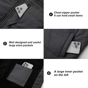 Chaleco Acolchado Personalizado para Hombre, de Lona, Impermeable, Transpirable, Ecológico, Casual, Talla Grande, con Cierre de Cremallera y Cuello en V, Sin Mangas, para Primavera - Product Image 3