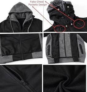 Men's Slim Fit Puffer Jacket Double Zipper Turtleneck <b>Fleece</b> <b>Hoodie</b> with Embroidered Tie Dye Design Pullover Outerwear Winter - Product Image 3