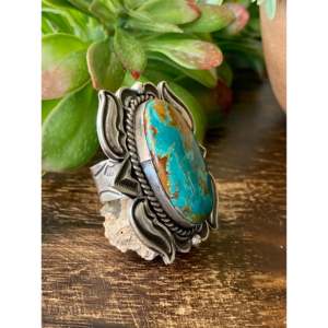 Alex Sanchez Royston Men's <b>Statement</b> <b>Ring</b> Turquoise & Sterling <b>Silver</b> Bezel Set Size 8.25 Everyday Wear - Product Image 3