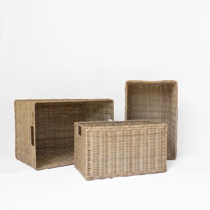 Juego de 3 cestas rectangulares de ratán hechas a mano, cestas de almacenamiento al por mayor, ecológicas, hechas en Vietnam - Product Image 1