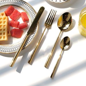 Antique Style Brass Cutlery <b>Set</b> of 4 With Casting Handle New Metal Flatware for Hotel New Metal Cutlery <b>Spoon</b> <b>and</b> <b>Fork</b> - Product Image 1