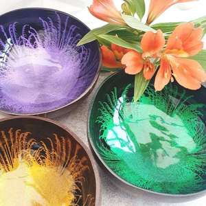 Tazón de coco de laca hecho a mano de alta calidad con varios diseños modernos para decoración de fiestas, tazón de laca barato al por mayor - Product Image 5