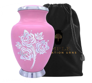 Pink Flower Handcrafted Aluminum Cremation <b>Urn</b> Metal Cremation <b>Urns</b> with Meena Coating Elegant Memorial <b>Urn</b> in <b>Large</b> & Keepsake - Product Image 1