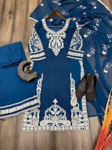 Vente en gros Fatema Fashion Surat's Nouvelle Collection Faux Georgette Broderie Travail Salwar Costumes Dames Fête Robe Cousue Indienne - Product Image 6