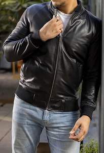 Chaqueta de cuero de cordero negro para hombre, chaquetas de cuero para hombre, chaquetas de cuero de Pakistán, abrigos, chaqueta para hombre - Product Image 4