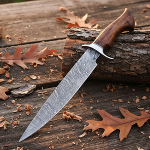 Cuchillo de caza de acero D2 hecho a mano personalizado con mango de madera, cuchillo Bowie de alto pulido con Funda de cuero. - Product Image 6
