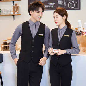 Uniforme Unisex de Poliéster/Algodón con Logotipo Personalizado OEM para Personal de Limpieza de Hoteles y Restaurantes, con Chaleco de Trabajo con Botones Personalizados - Product Image 4