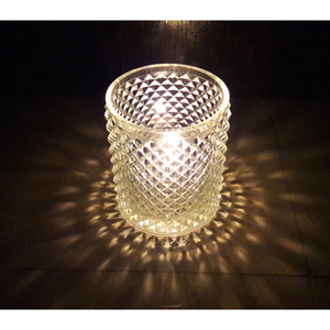 Tarro de vela de cristal transparente, velas redondas para cena, mesa de boda, decoración del hogar, vela facetada con diamantes, votiva - Product Image 1