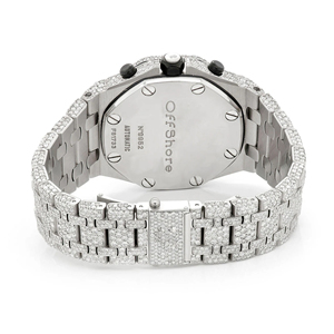 Montre en quartz moissanite tendance, sertie de pierres, avec cadran en verre, bracelet en acier inoxydable, design unisexe de luxe - Product Image 6