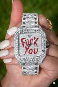 นาฬิกาเพชรมอยส์ซอไนท์ประดับเพชรเม็ดเพชรเม็ดกลมเพชรสำหรับผู้ชายเป็นของขวัญคอลเลกชันฮิปฮอป - Product Image 3