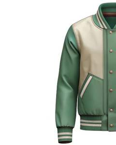 แจ็กเก็ตเบสบอลสองโทนสีเขียวสำหรับผู้ชาย - Product Image 4
