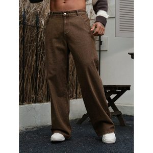 Jean en denim ample et droit pour femme, style vintage, coupe large, tissu écologique respirant, délavé, taille automne - Product Image 2