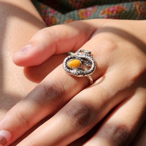 Anillo de plata de serpiente de ojo de tigre colección de anillos de plata de serpiente de peso ligero 2024 - Product Image 2