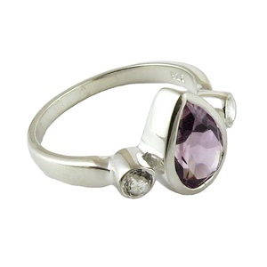 Bagues en argent sterling 925 avec améthyste et zircon cubique Shri Ashapura Jewels, style bohème, sertissage clos Christian - Product Image 1