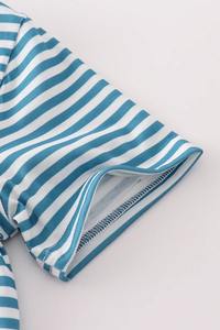 Conjunto de Pantalones Cortos con Bolsillos y Rayas Color Verde Azulado para Niños Honeydew, Estilo Casual Elegante, Rayas Audaces para las Aventuras Diarias de los Niños (Spandex/Algodón) - Product Image 6