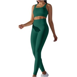 Ensemble de yoga d'hiver pour femmes grandes tailles, soutien élevé, respirant, logo frontal, vêtements de yoga de fitness, collants - Product Image 1