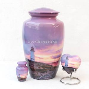 Urna de cremación de aluminio personalizada de alta calidad hecha a mano por técnica de fundición para cenizas de adultos con opciones de impresión personalizadas - Product Image 1