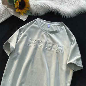 Camiseta de algodón con logotipo estampado en relieve Oem de buena calidad, camisetas personalizadas de gran tamaño con estampado en relieve 3D para hombre - Product Image 3