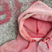 Sudadera con Capucha de Invierno de la Mejor Calidad, 100% Algodón de Alto Gramaje, Estilo Corto Desgastado, Efecto Deslavado por el Sol, Tejido Waffled de Doble Capa, Lavado Ácido