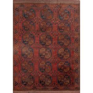 Tapis en laine noués à la main Kiaan, motif géométrique abstrait rouge-orange, design Kilim, pour entrée, couloir, 9x12 rectangulaire - Product Image 1