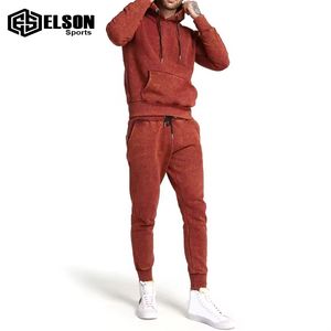 Ensembles de survêtements pour hommes avec logo personnalisé surdimensionné Streetwear délavé à l'acide à capuche et pantalon de grande taille vente en gros - Product Image 3