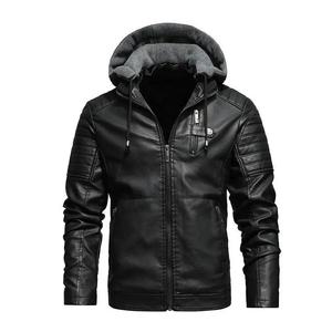 Winter <b>Men's</b> Synthetic Leather <b>Jacket</b> Polished Zipper Closure Faux <b>Fur</b>/Nylon <b>Lined</b> Eco-Friendly Windproof Casual Outerwear - Product Image 4