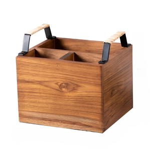 Top Sale Wooden Flatware Utensil Caddy with Handles Wood Holder for Spoons Forks Napkins for Restaurant Sale - Product Image 1