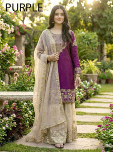 Kurti Sharara Dupatta de Georgette Ligero de Última Moda para Fiesta de Invierno, Diseño Tradicional, Totalmente Cosido para Damas - Product Image 5