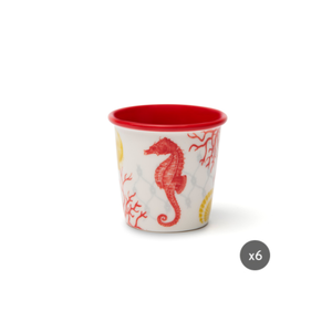 Set di 6 tazzine da caffè espresso in New Bone China resistente, 9 cl (3 oz), colore Coral di Excelsa, design Mediterraneo e Barriera Corallina - Product Image 1