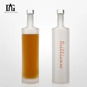 Wholesale Customized Premium Empty Cylinder Liquor Wine 750ml Frosted Glass Vodka Bottle 1000ml Wine Glass Bottle
