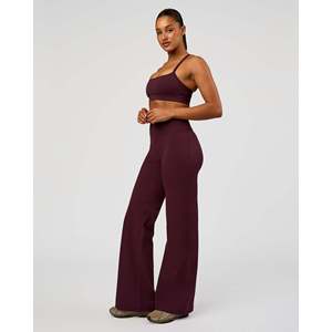 Pantalones de Pierna Ancha de Talle Alto para Niñas - Cintura Elástica Transpirable con Efecto Arrugado - Color Cereza - Product Image 5