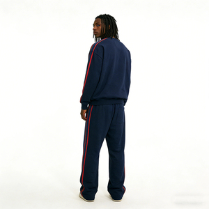 Ensemble de survêtement personnalisé avec impression de lettres pour garçons, bleu marine, manches longues, col rond, style sportif, respirant, en polyester, pour l'automne - Product Image 3