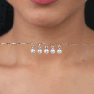 Pulsera de plata de cinco hebras de perlas - Product Image 2