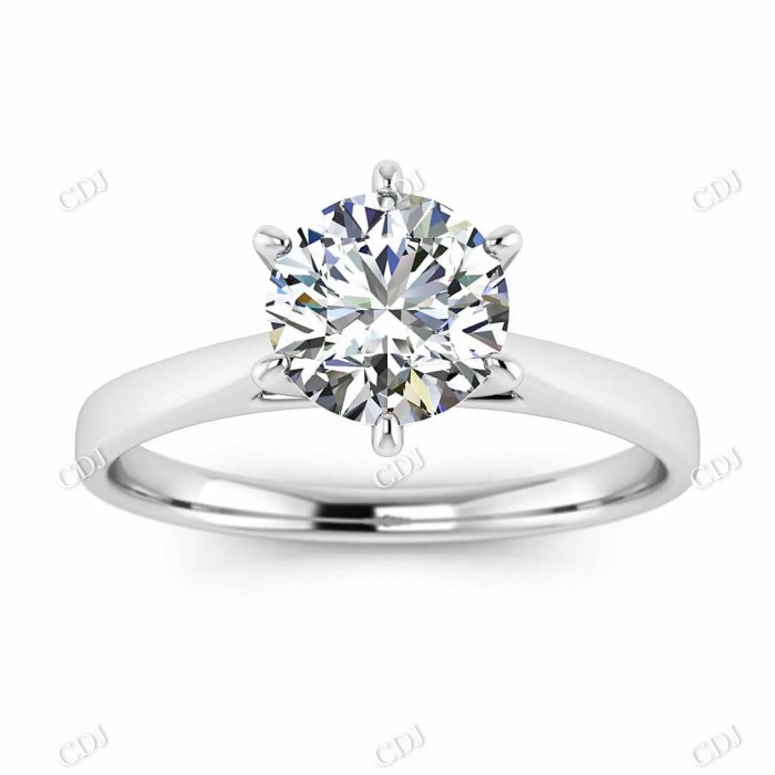 Nieuwe Klassieke Ronde Vorm Moissanite Diamant Eenvoudige Solitaire 18K Wit Goud Dames Trending Op Maat Echt Gouden Verlovingsring