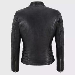 Women's <b>Winter</b> <b>Leather</b> <b>Jacket</b> with Stand Collar-Eco-Friendly 100% Polyester Shell Customized Logo - Product Image 2