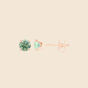 Pendientes de Diamantes Redondos de Oro Sólido de 14K, Diamantes Verdes Redondos Cultivados en Laboratorio de 0.66 Quilates F+-VS, para Ocasiones Especiales y Fiestas - Product Image 2