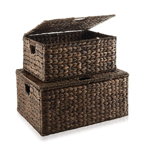 Conteneur en jacinthe d'eau au prix le plus bas à vendre, boîtes en fibres naturelles, boîtes tressées à la main - Product Image 5