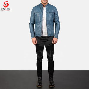 2023แจ็กเก็ตฤดูหนาวของผู้ชายหนังแกะ100% กันน้ำและปิดซิปสีอ่อน - Product Image 6