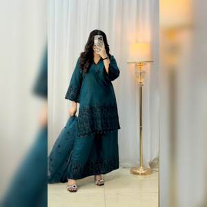 Detalles de cuentas de retazos de inspiración moderna ROMAN SEDA ALGODÓN Secado rápido Salwar Kameez Set Formal Anarkali para fiestas - Product Image 1