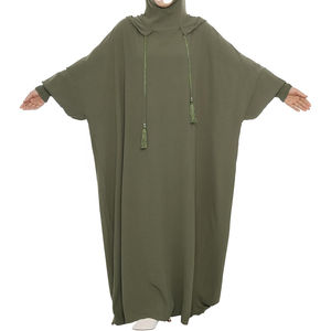 Vente en gros sur mesure Style modeste Double Abaya pour les femmes musulmanes Chic Design simple Thobe/Thawb fabriqué à partir de tissu de mousseline de soie - Product Image 6